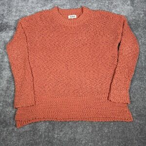 Listicle Sweater‎ Women's Large Orange Boucle Popcorn Mohair Blend Long Sleeve
